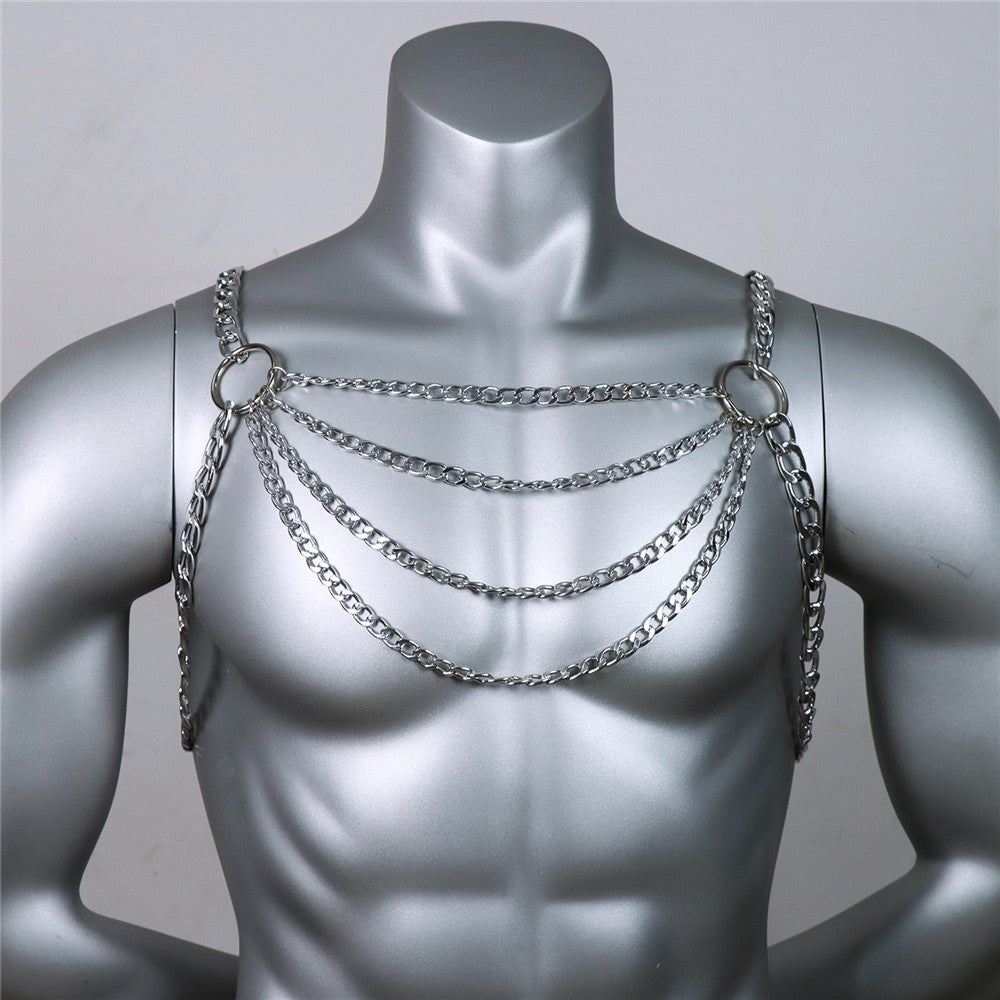 Image of A variety of hip-hop hip-hop erotic clothing, men's necklaces, short clavicle chains, personality wear, corseted clothes
